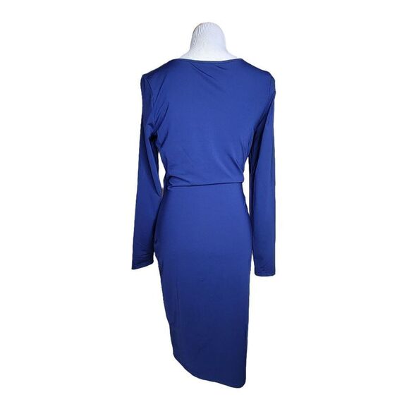 Venus Long Sleeve Cutout Wrap Dress Navy Blue Size Medium - Picture 2 of 9